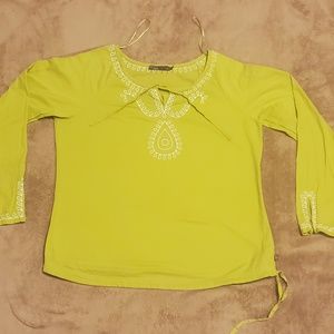 prAna Boho Peasant Top Lime Green Cotton size XL